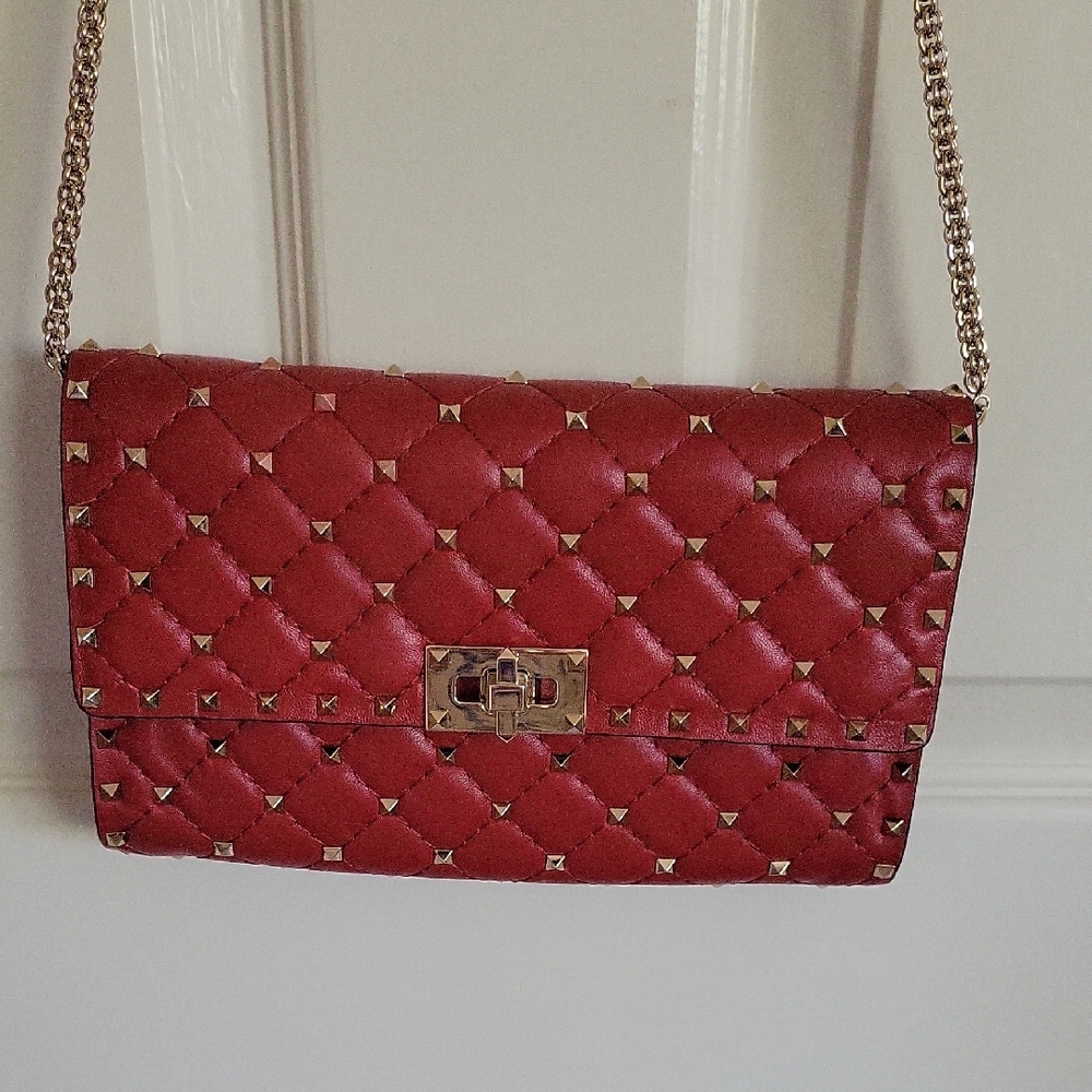 Valentino Garavani Red and Gold Quilted Crossbody Bag